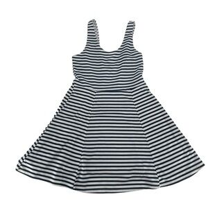 H&M Divided Blue White Striped Tank Swing Mini Skater Dress Size 10 Women’s